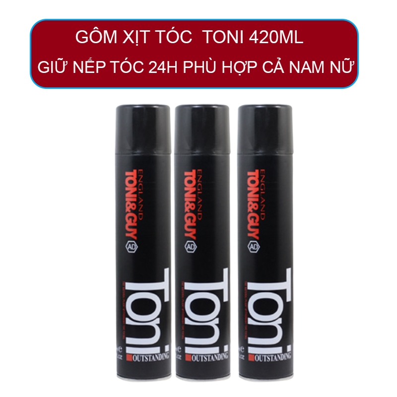 COMBO 3 CHAI Gôm Xịt Tóc Nam TONI & GUY - Siêu Thơm, Siêu Cứng ( Chai 380ML)