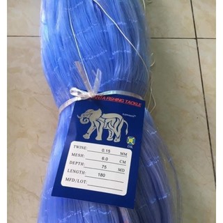 Lưới Voi cước 0.15 , cao 75 mắt, dài 180 mét. có từ 4p , 4.5p, 5p, 5.5p, 6p, ...10p