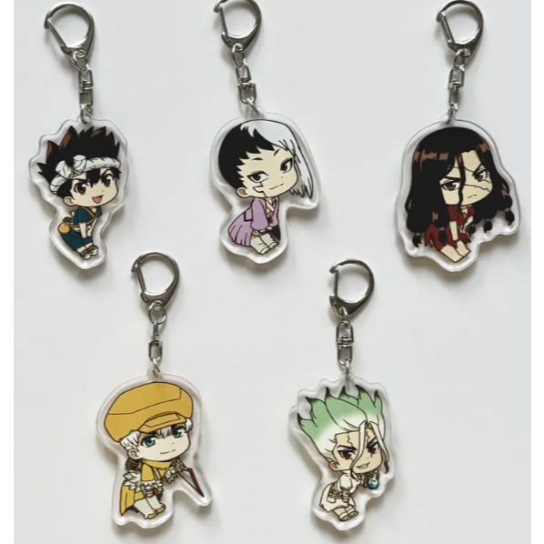 Dr. Stone Acrylic Keychain, Dr. Stone Side Keychain, Senku Ishigami, Taiju Oki, Kohaku, Yuzuriha Oga