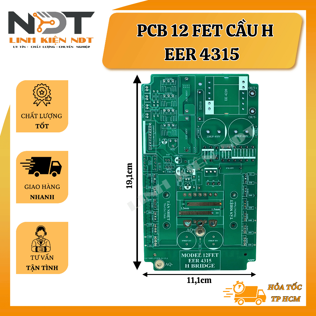 PCB Mạch In 12 Fet Băm Cầu H EER 4315 - NDT Electronics