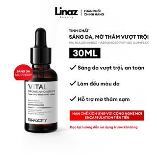  Serum giúp dưỡng trắng mờ thâm 30ml cho nam Men Stay Simplicity Vital Facial Skin Brightening với Niacinamide 5% 