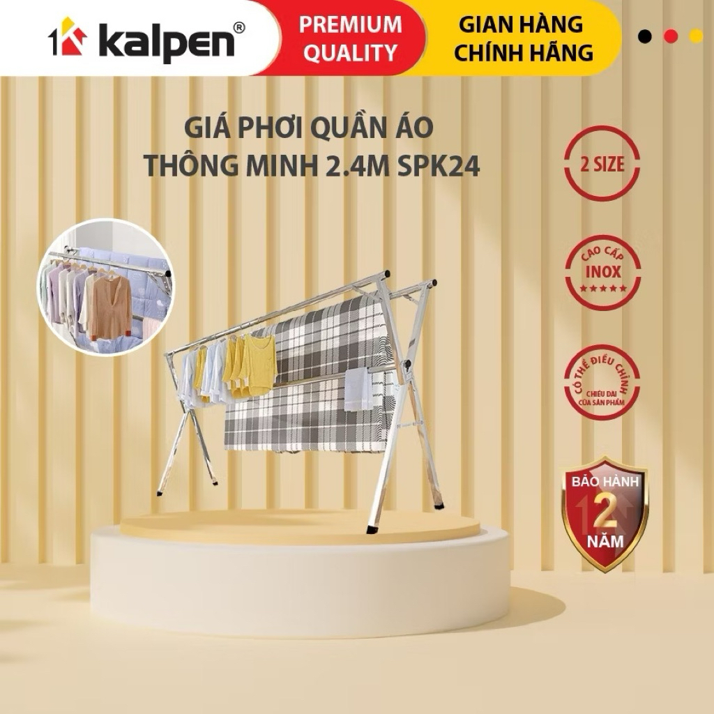 Xào phơi quần áo Kalpen inox 304, xào treo đồ ngoài trời, giá phơi  quần áo inox 304, cây phơi đồ in