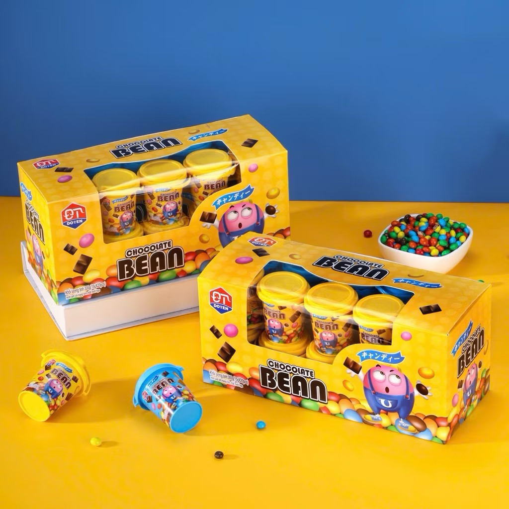 Hộp 20 xô kẹo socola sắc màu Bean siêu ngon-kẹo socola sắc màu hương vị trái cây thơm ngon