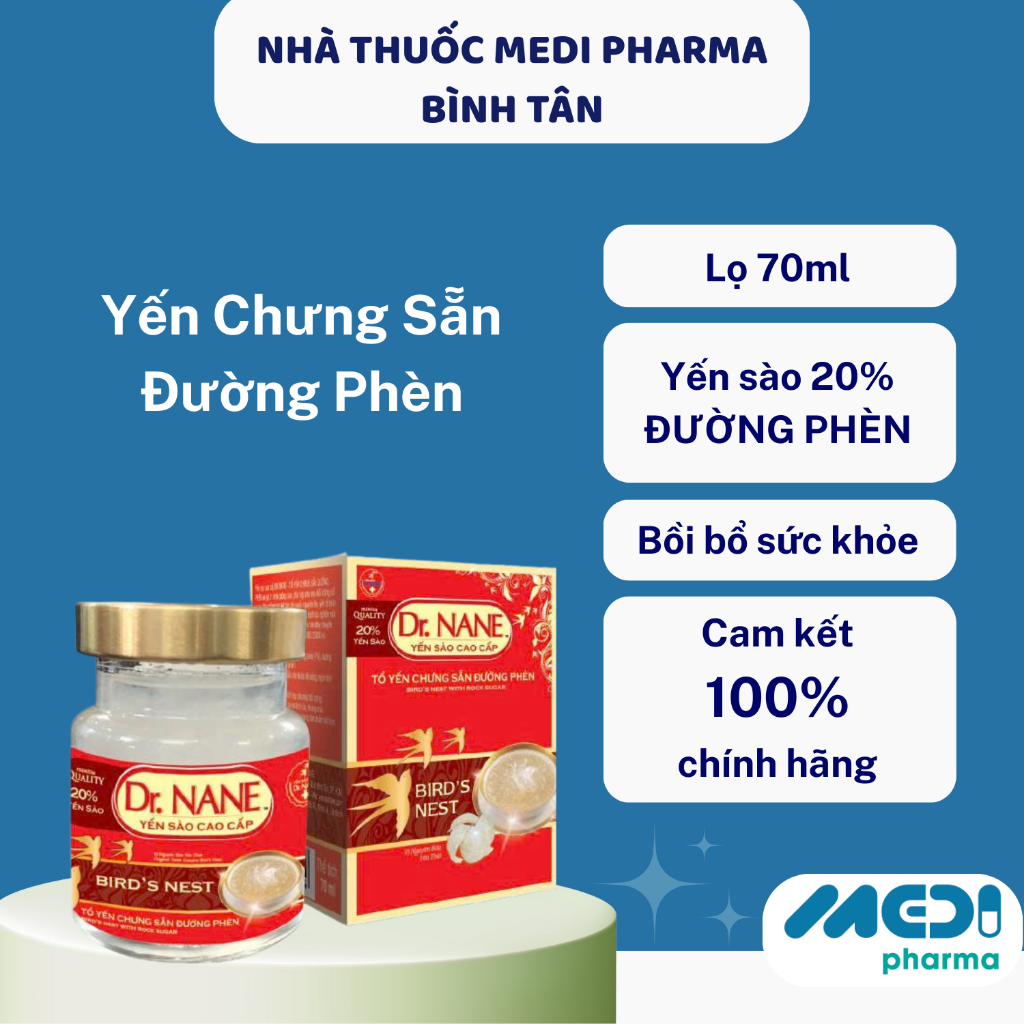 Yến chưng sẵn đường phèn – Dr. NANE (20% Yến Sào) bổ sung dinh dưỡng - Lọ 70ml