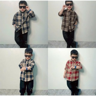    15-45kg  Áo Sơ Mi Kẻ Caro cho bé trai và bé gái mềm mát cho mùa hè 2025 