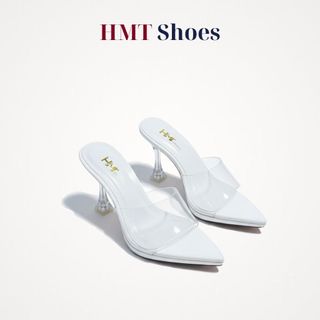 Giày cao gót nữ 9cm mũi nhọn quai trong suốt HMT04 – sandal cao gót gót vuông sang trọng HMT Shoes