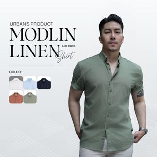 Áo sơ mi linen nam tay ngắn Urban mặc nhẹ, thấm hút mồ hôi, mát mẻ basic phom dáng slim không ôm N01305