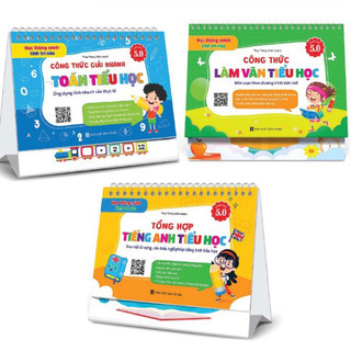  Sách - Bộ Lịch Công Thức Giải Nhanh Toán Tổng Hợp Kiến Thức Tiếng Anh và Công Thức làm Văn Tiểu Học  Phiên bản 5.0  