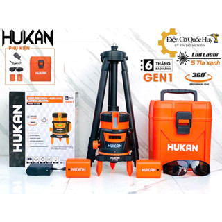 Máy cân bằng laser đèn led Hukan T22 5 tia xanh cảm ứng 2 pin lớn tặng chân đế 1m2