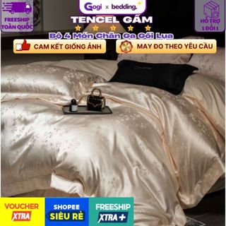 Bộ Chăn Ga Gối 4 Món Phi Lụa TECEL GẤM COLOGNE  Bộ 4 Món 1 Vỏ Chăn Lụa 1 Ga Trơn Full Size, 2 Vỏ Đầu
