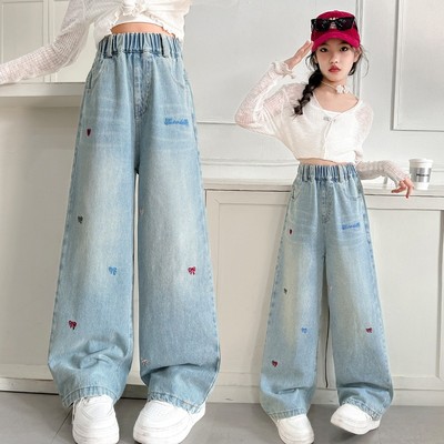 Quần Jean Ống Rộng Quần Bò Ống Xuông Phong Cách Thời Trang Cho Các Bé Gái Cao Dưới 1m7 Babimama J115