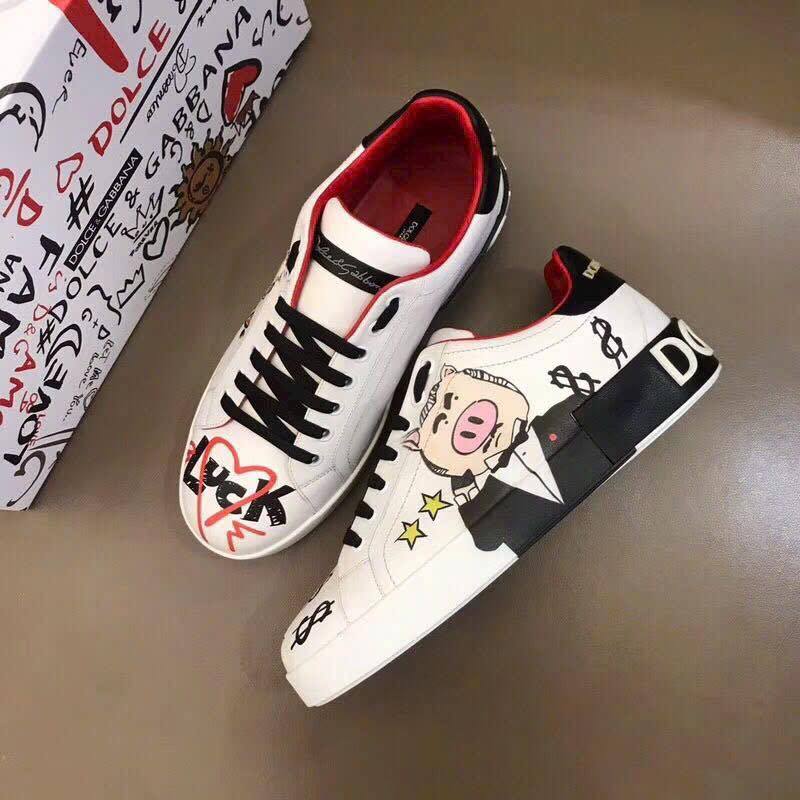 Giày Sneaker Nam Nữ Họa Tiết Heo Dễ Thương – Giày Thể Thao Trắng Phối Đen Đỏ Ulzzang Streetwear Cá Tính