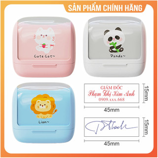 Làm con dấu tên dài, khắc con dấu chữ ký, dấu tên 3 dòng mực sắc nét, nhận làm theo yêu cầu