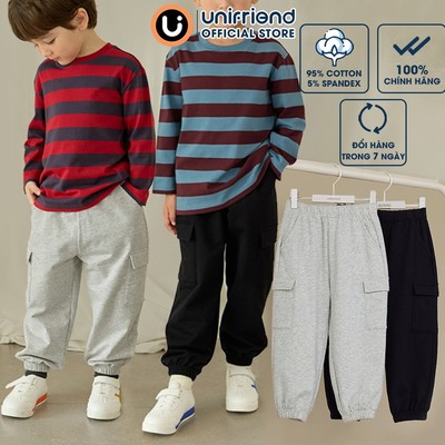 Quần cargo vải cotton da cá cho bé trai và bé gái Unifriend Hàn Quốc U950G, Size 2-12 tuổi
