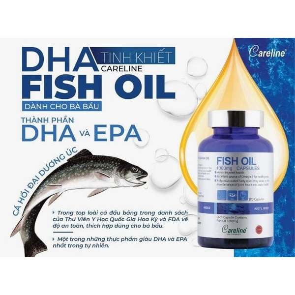 DHA EPA cho mẹ bầu từ Dầu cá hồi đại dương Úc Careline Fish Oil 1000mg