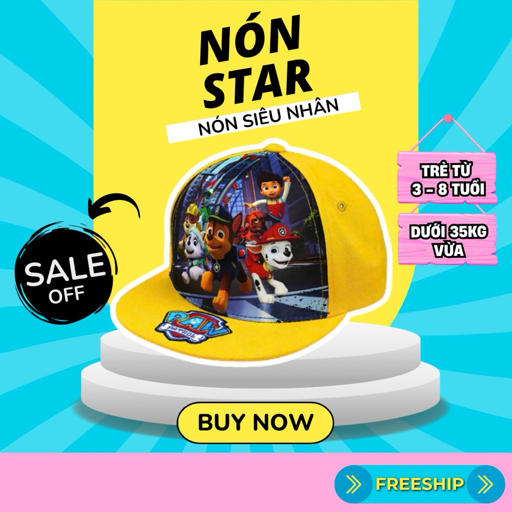 Nón Trẻ Em Paw Patrol Snapback Cao Cấp – Nón Thời Trang Chống Nắng Cho Bé Trai Bé Gái