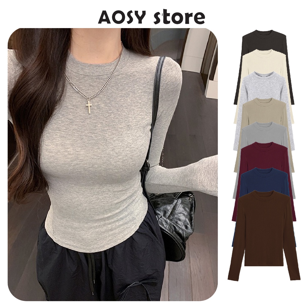 Áo giữ nhiệt nữ chất lông thỏ dài tay vải thun lông thỏ co giãn mềm mịn dày dăn Aosy