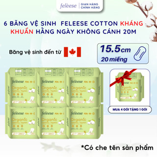 Combo băng vệ sinh 6 gói hàng ngày băng vệ sinh FELEESE organic cotton kháng khuẩn khử mùi 20 miếng