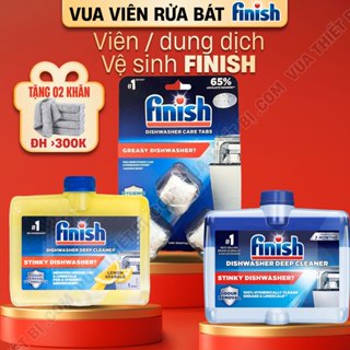 Dung dịch vệ sinh máy rửa bát FINISH 250ml hương chanh / soda - Chai nước tẩy khoang máy rửa chén vỉ 3 viên nhập khẩu