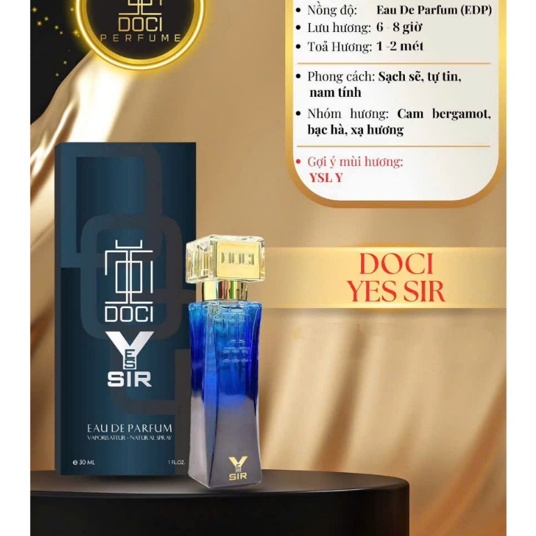 Nước Hoa Nam , YES SIR , DOCI PERFUME 30ml , Nam Tính Lịch Lãm Sang Trọng. Nước Hoa DOCI , Perfume O