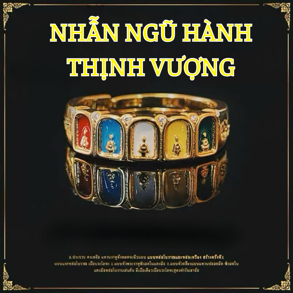 Nhẫn Ngũ Hành Cân Bằng Thịnh Vượng phong thủy Thái Lan Aurum