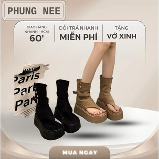  Dép sandal boot nữ đế xuồng cao 5cm cá tính thời trang đi chơi đi tiệc 