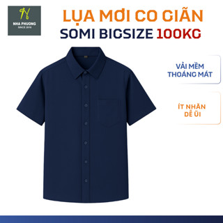 Áo sơ mi nam ngắn tay trung niên trơn Thái Khang vải lụa co giãn ATK17