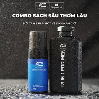 Combo Sạch sâu thơm lâu ACEMAN gồm 1 chai sữa tắm 3 in 1 Prebiotic và 1 chai Bọt vệ sinh nam giới