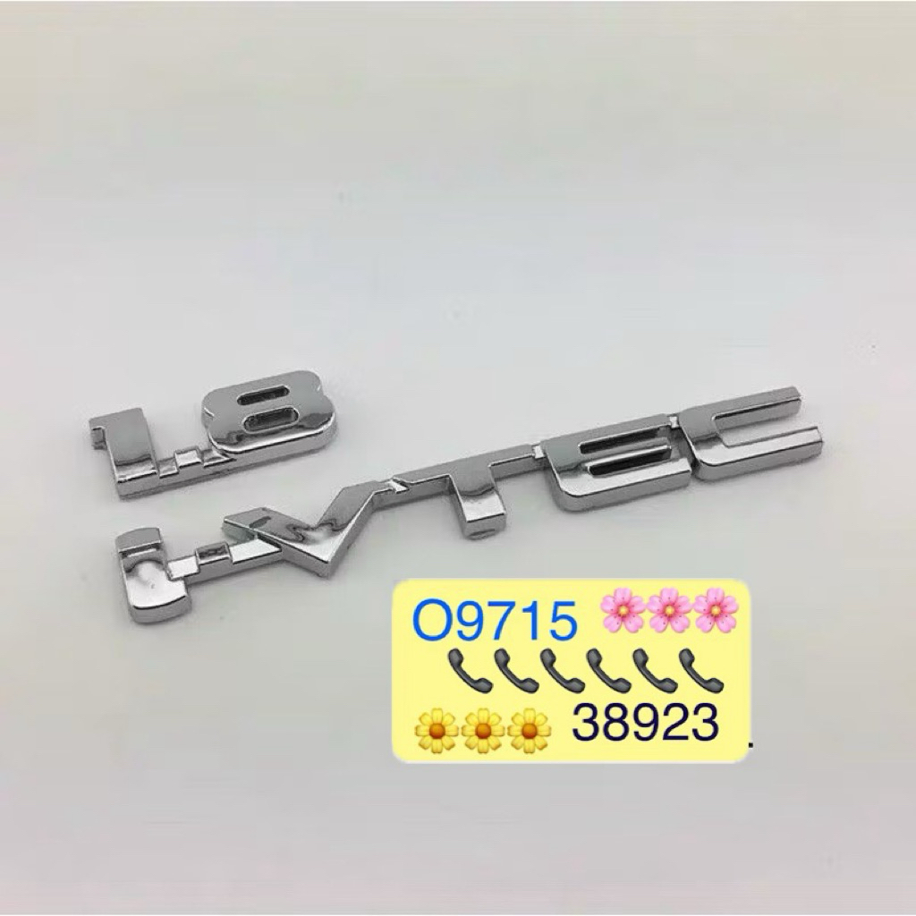 logo chữ nổi 1.8 I-VTEC dán đuôi xe HONDA