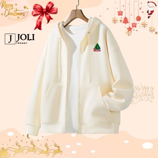 Áo Hoodie Zip, Áo Khoác Nam Nữ Unisex By JOLI Mã Ông Già Noel Mini Chất Nỉ Bông Form Rộng Mũ 2 Lớp J Joli Trendy
