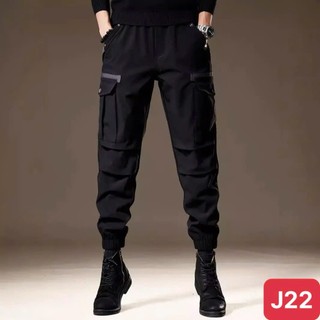  Quần jogger nam túi hộp bo chân màu đen lưng thun không rách chất kaki co dãn nhẹ form thể thao đẹp HAVADO.SHOP C8 mới 