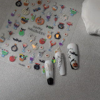 sticker bóc dán móng tay nổi 5d halloween