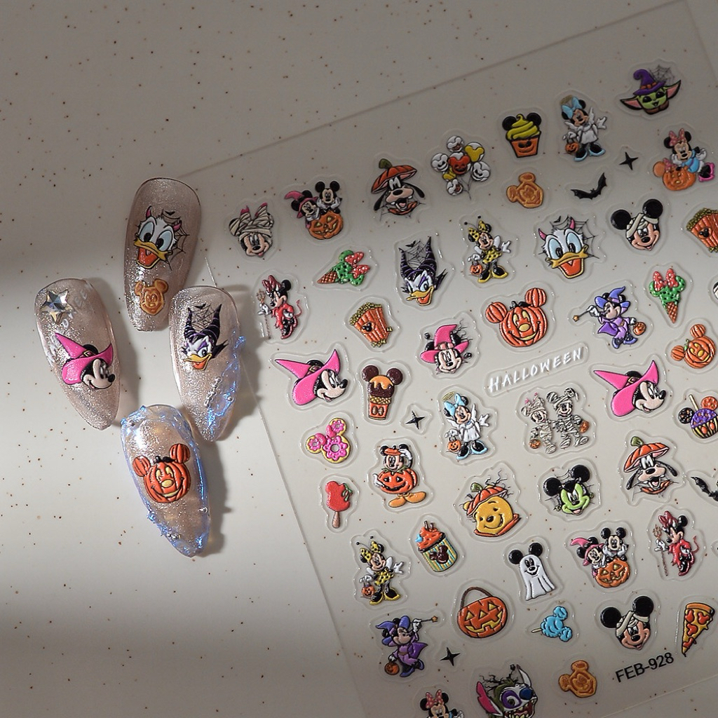 sticker bóc dán móng tay nổi 5d halloween