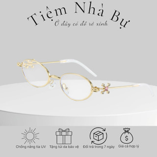  Gọng kính oval Hàn Quốc đính đá Hồng thời trang Bự store 2250 