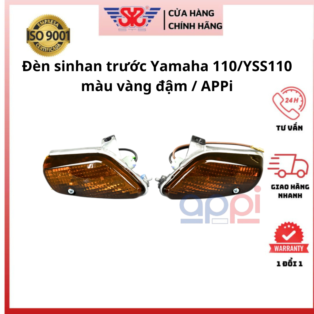Đèn xi nhan Y110 | Xi nhan Y110SS trước vàng đậm chính hãng APPi 3YR-8331/20