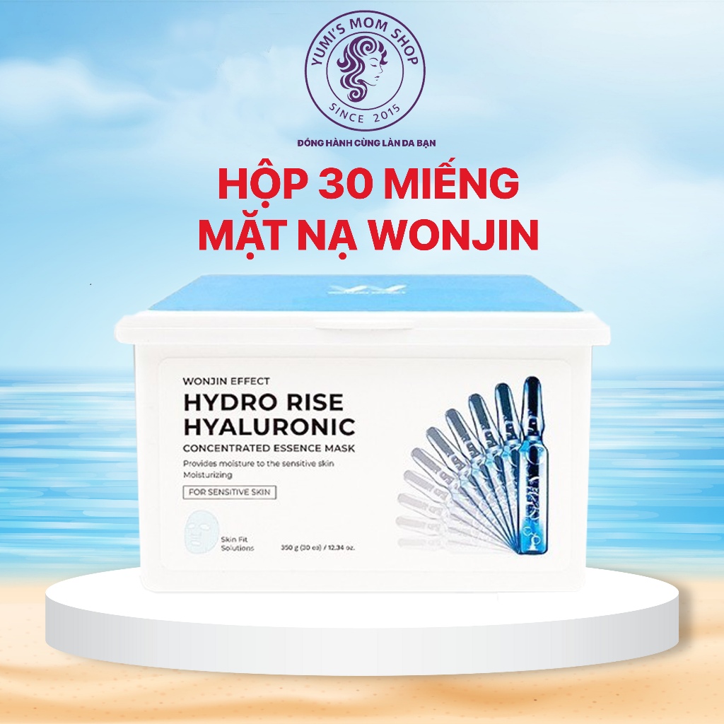 Hộp 30 Miếng Mặt Nạ Giúp Cấp Nước Mỗi Ngày WonJin Effect Hydro Rise Hyaluronic Mask 350g (hộp 30 Mas