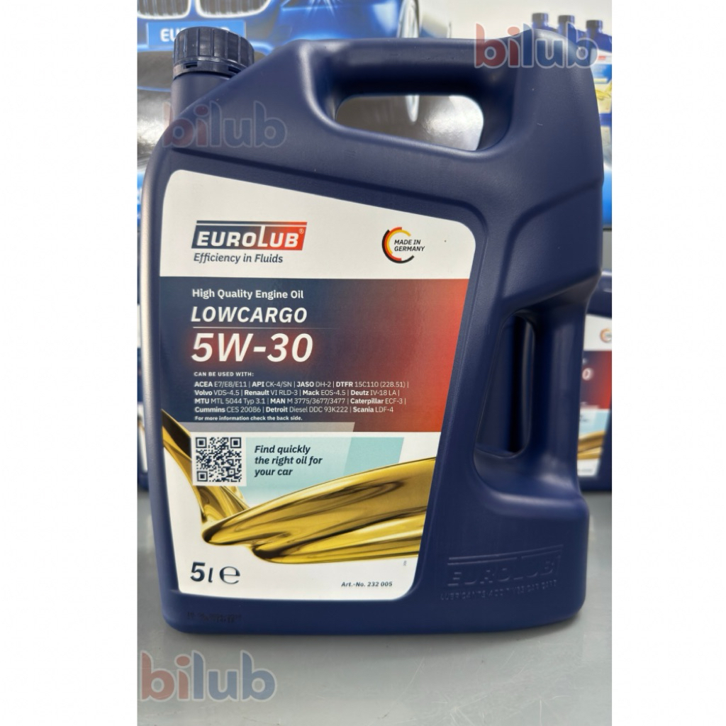 Nhớt EUROLUB LOWCARGO 5W-30 dành cho xe hơi, nhập khẩu 100% từ Đức