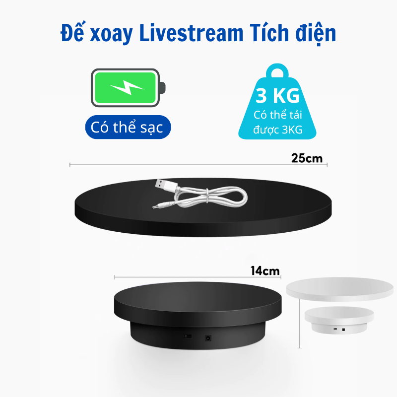[Pin có thể sạc] Bàn xoay Livestream,Tích điện [Không cần mua PIN] Bàn xoay sản phẩm, BH 1 đổi 1