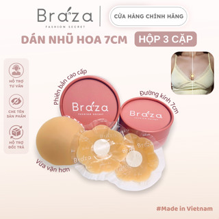Miếng Dán Ngực Silicone Dán Ti Hộp 3 Cặp Không Lộ Màu Nhũ Sử Dụng Được Nhiều Lần Cao Cấp Braza -551