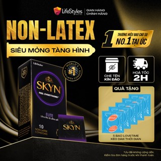 Bao cao su LifeStyles Skyn Elite non-latex siêu mềm siêu mỏng nhiều gel bôi trơn hộp 10 bcs