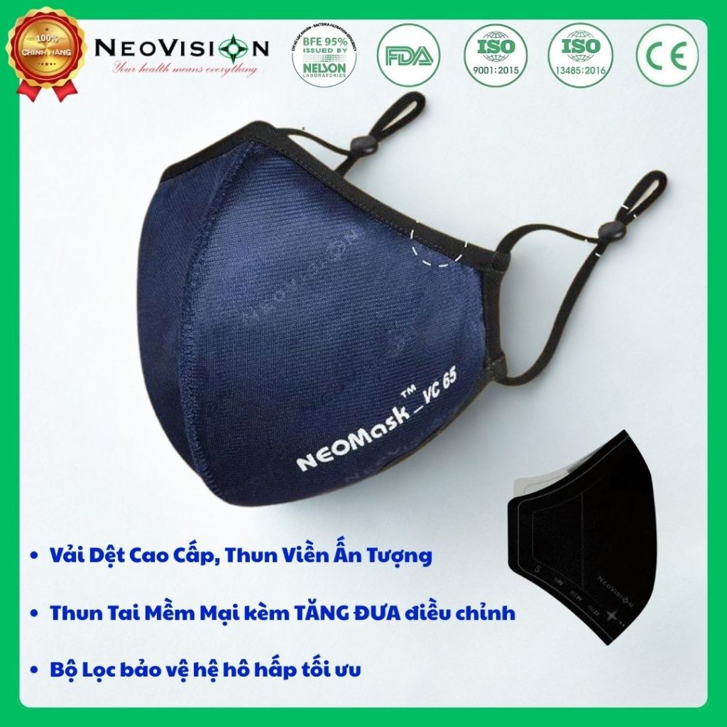 [CHÍNH HÃNG] Khẩu trang than hoạt tính 𝐍𝐞𝐨𝐌𝐚𝐬𝐤-𝐕𝐂𝟔𝟓 ĐEO TAI