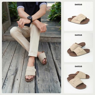 Dép Đế Trấu Nam Nữ Quai Ngang Unisex Xé Dán DARIUS Chất Liệu Da Lộn Cao Cấp Thấm Hút Mồ Hôi Chân Đế 3CM Nhiều Màu D610