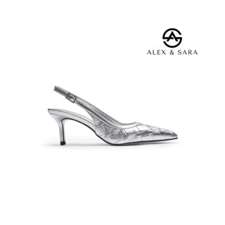  LT124 - Giày cao gót nữ Alex & Sara mũi nhọn quai hậu da đan gót nhọn 7cm thời trang công sở 