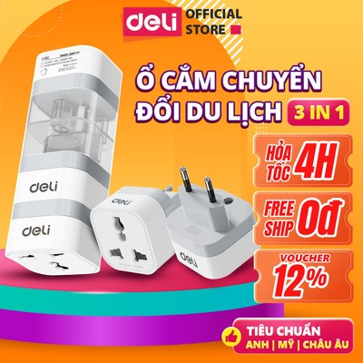 Ổ Cắm Chuyển Đổi 3 Chân Sang 2 Chân, Ổ Cắm Tiêu Chuẩn Châu ÂU, Mỹ, Anh Dùng Đa Quốc Gia Du Lịch