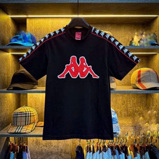  Áo thun nam Nữ kappa phối sọc tay co giãn thoải mái thấm hút mồ hôi Cổ Tròn 