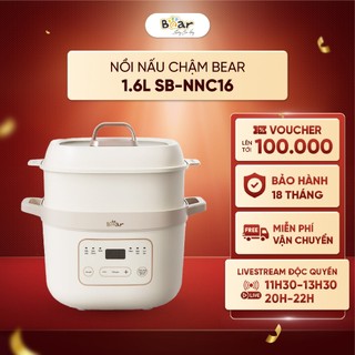 Nồi Nấu Chậm Đa Năng 1.6 lít Bear SB-NNC16 - 6 chế độ nấu - Hấp trên Hầm dưới - Bảo toàn dinh dưỡng