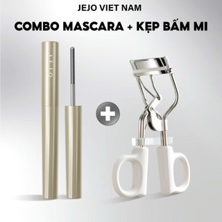  Combo Mascara & Kẹp Bấm Mi JEJO Giữ Cong Mi Làm Dài và Dày Mi Tự Nhiên Không Vón Cục Không Lem 