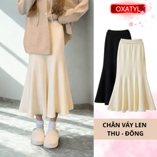  Chân váy len đuôi cá co dãn 4 chiều chân váy len mùa đông Freesize váy quảng châu cao cấp V912 