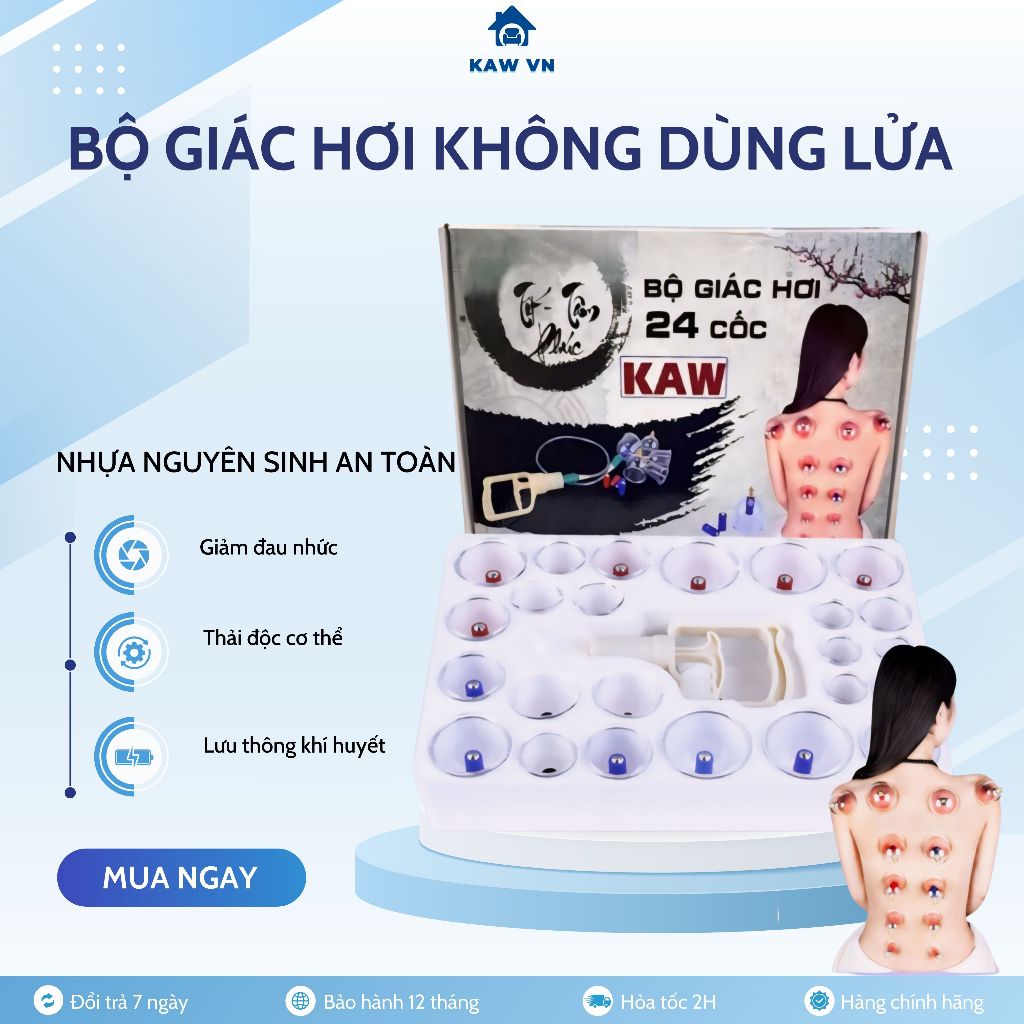 Bộ giác hơi không dùng lửa 24 cốc KAW an toàn, dễ sử dụng,an toàn