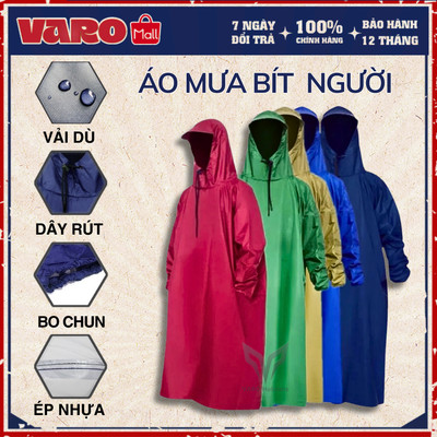 [HÀNG LOẠI 1] Áo Mưa Bít Người VARO–Vải Dù Chống Thấm Kín Người Siêu Bền Hàng Xưởng Việt Nam Cao Cấp